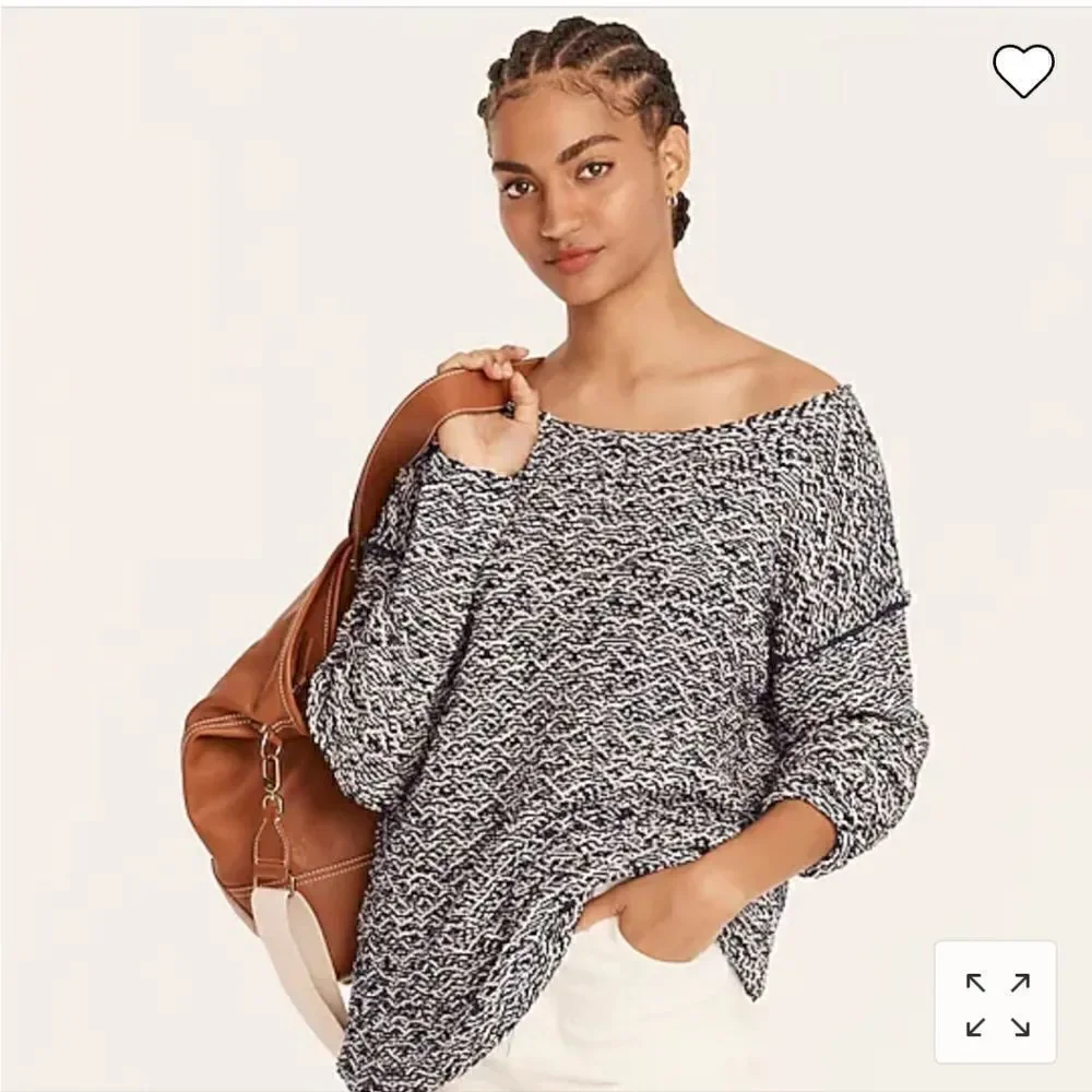 J CREW Sweater Tunic Boatneck Marled Cotton Blend